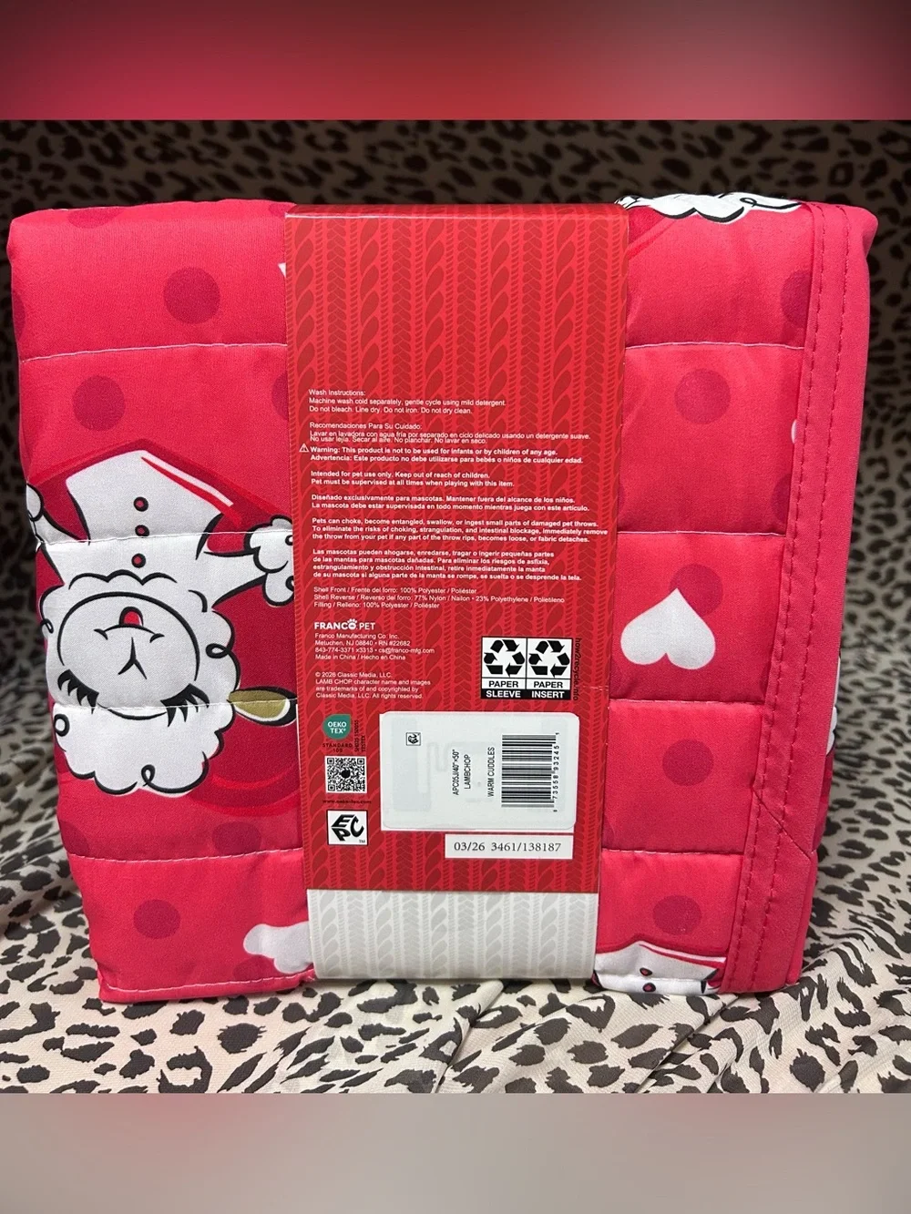 Lamb Chop Pet Cooling Throw Blanket
